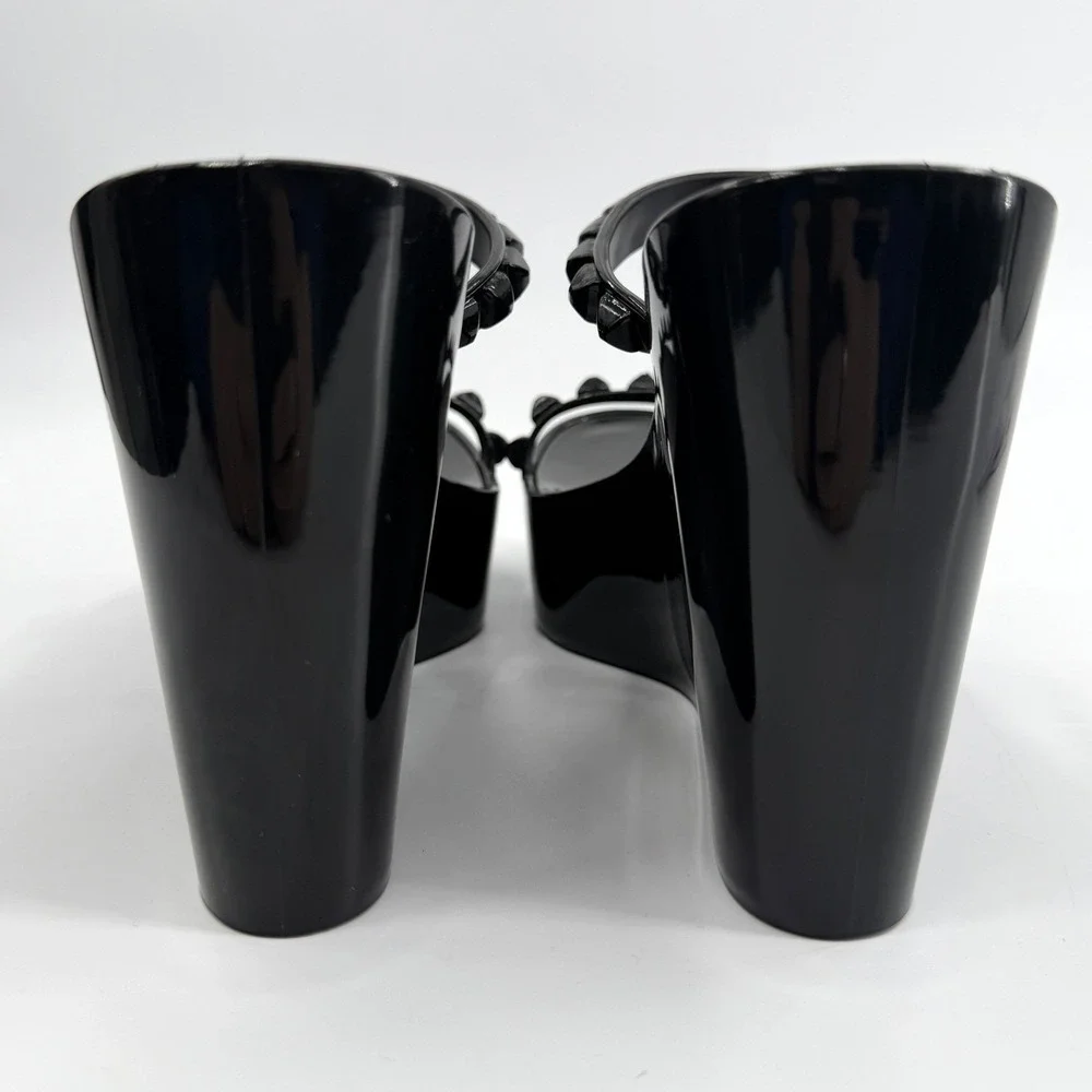 Carmen Sol Tonino Jelly Platform Wedge Sandal in Black Size 8 Vacation Resort - Picture 7 of 12